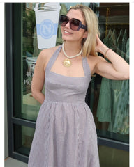Brown GinghamFleur Midi Dress Hill House by Hill House