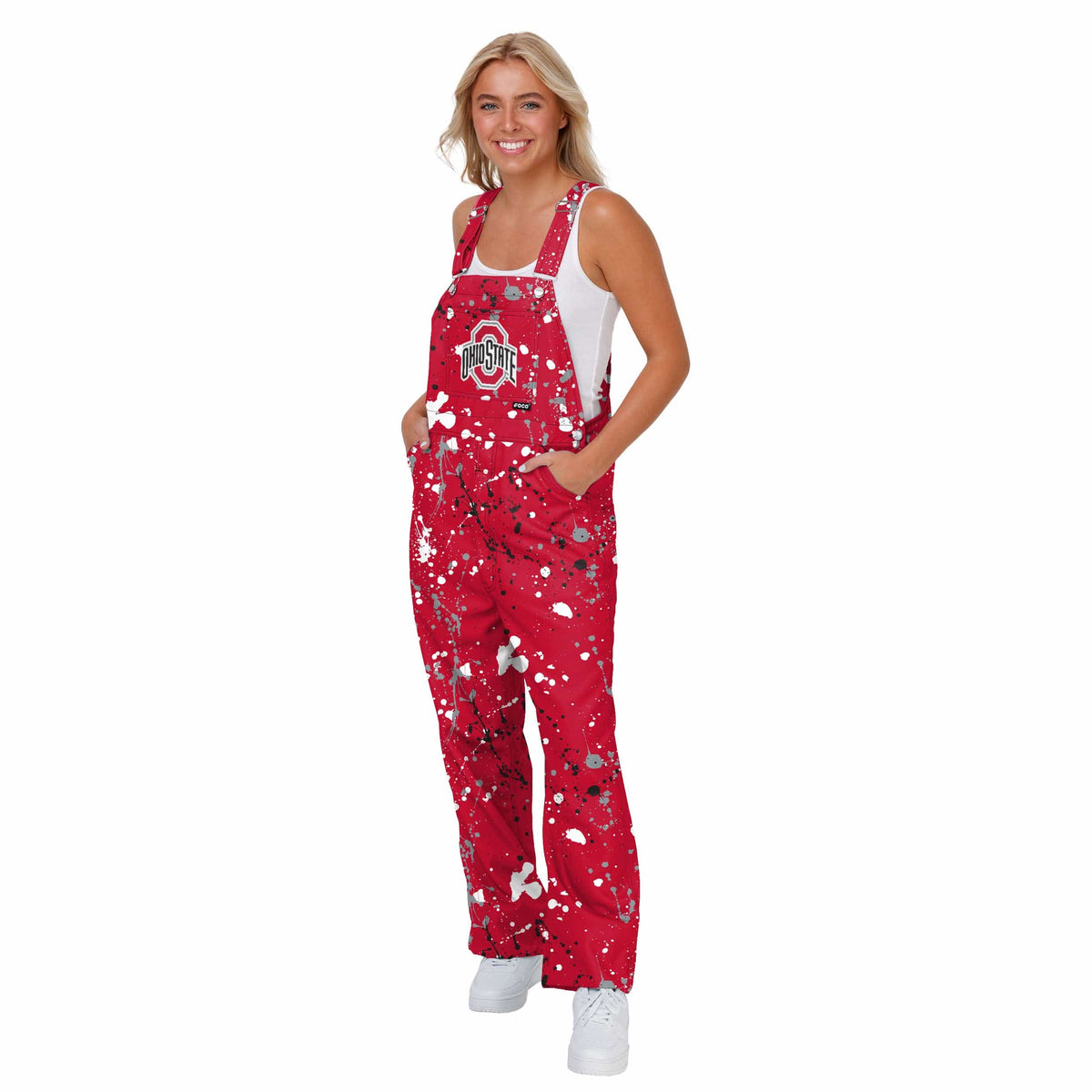 Ohio State Buckeyes NCAA Womens Paint Splatter Bib Overalls
